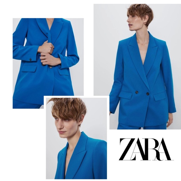 Zara Jackets & Blazers - NWOT Zara Oversized Double Breasted Blazer in Cobalt Blue
